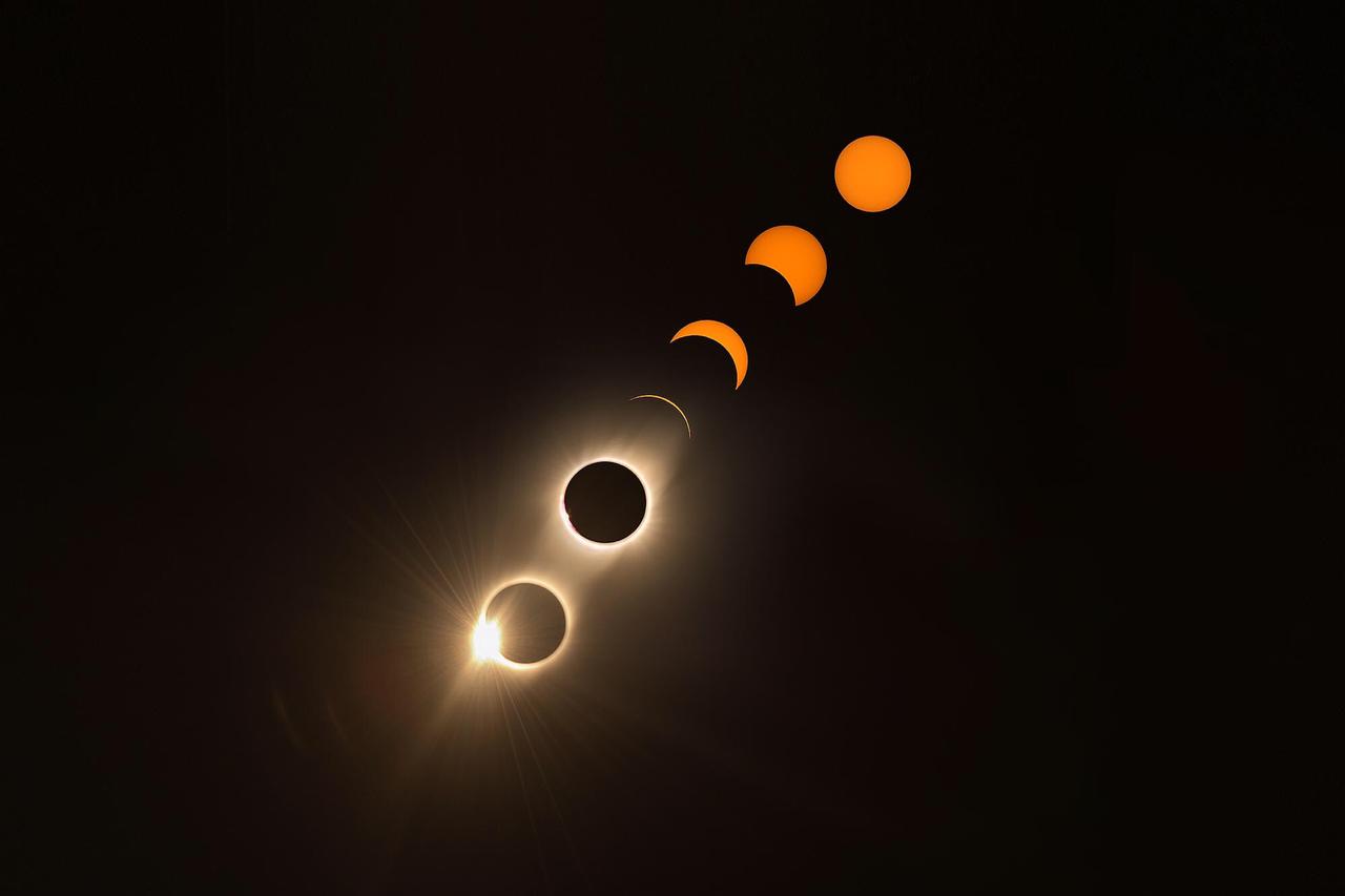 Imagen de las fases de un eclipse solar